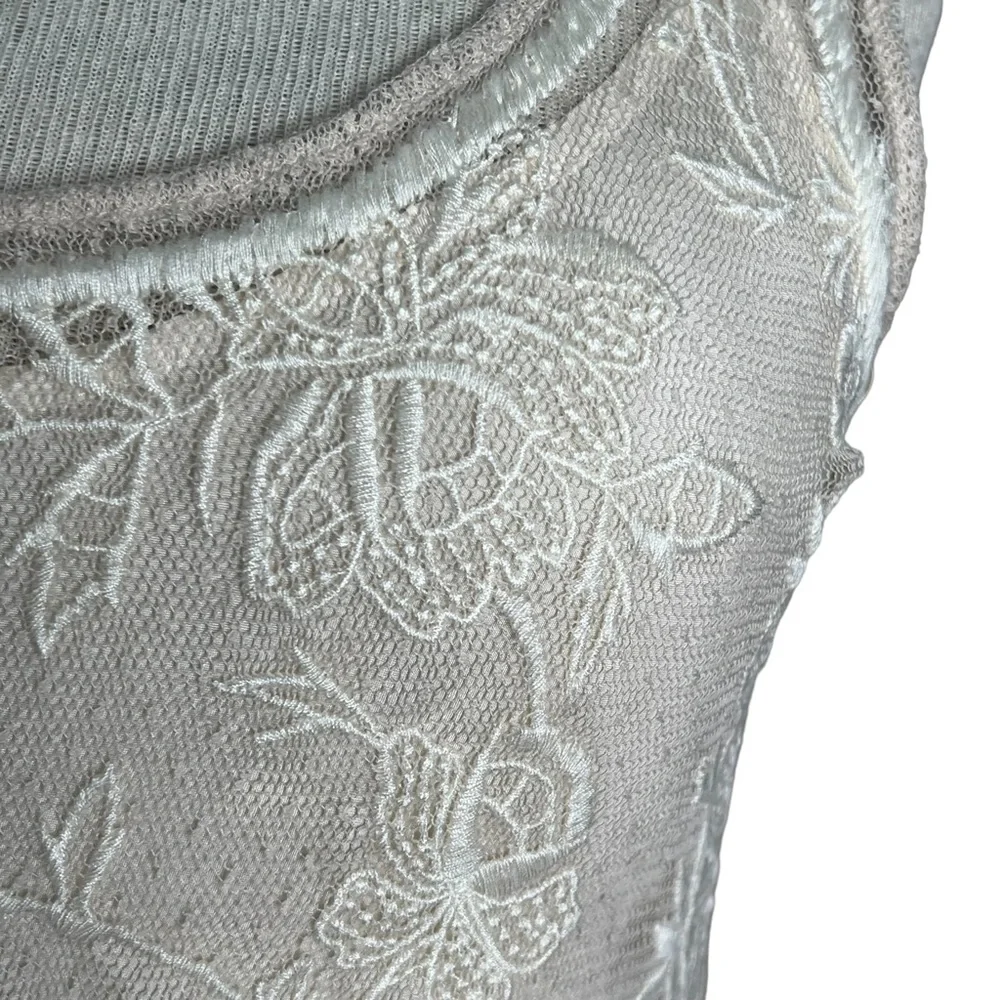 Johnny Was Biya Parchment Sheer Netting Embroidered Dress With Slip Small NWT - Picture 13 of 16